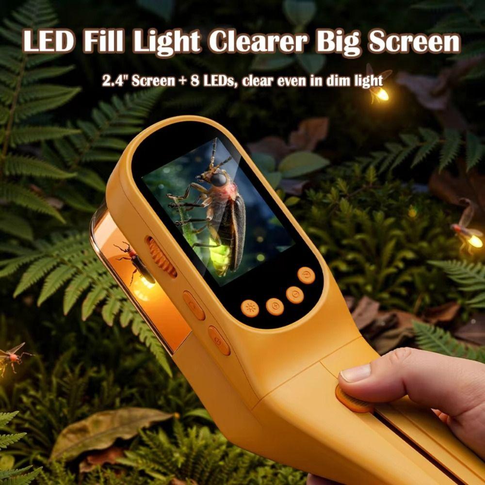 8 LED Fill Light Kids Microscope 2.4Inch Screen Pocket Microscope Electron Scope Insect Catching