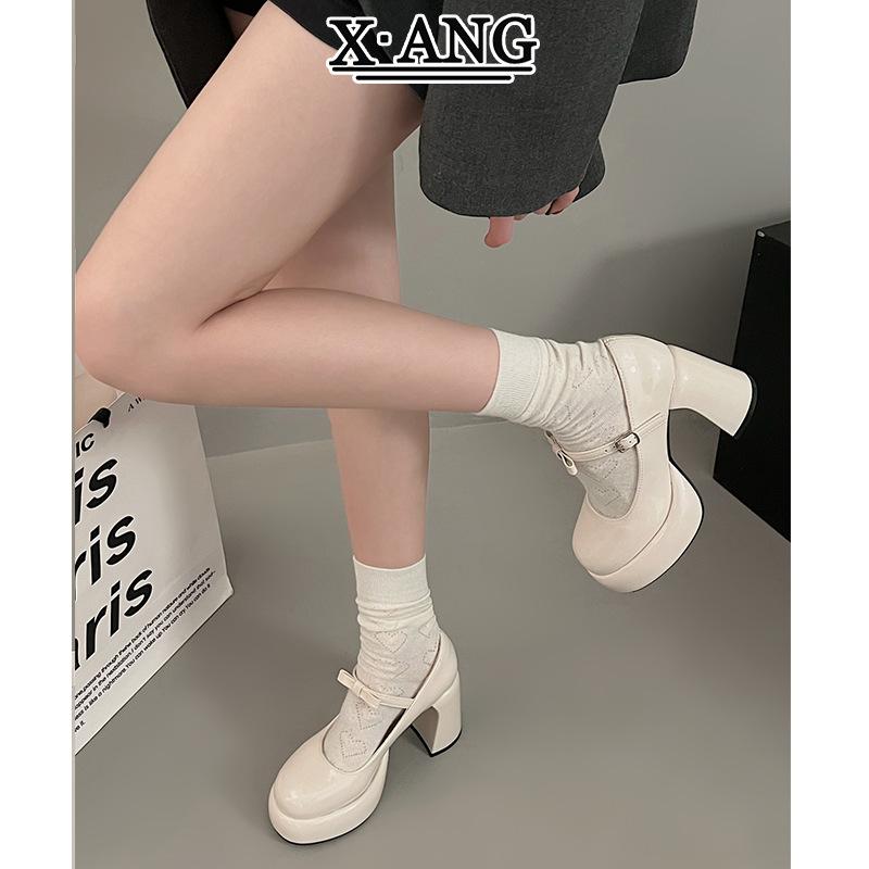 French Small Thick Heel High Heels Women's 2025 Spring and Summer New Versatile Platform Retro Mary Jane Shoes Single Shoes