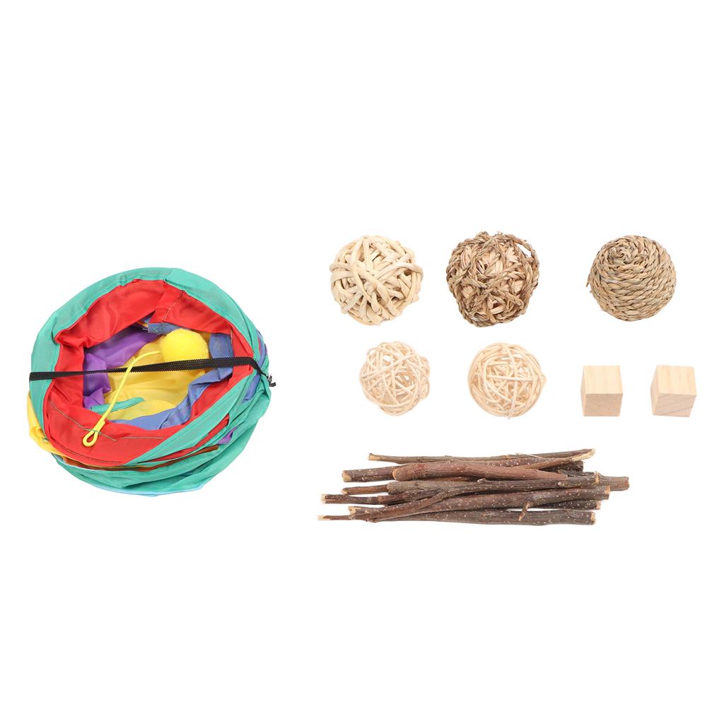 9pcs 3 Way Hamster Tunnels Interactive Hamster Tunnels Set with Chewing Toy for Bunny Rabbit Dutch Pig