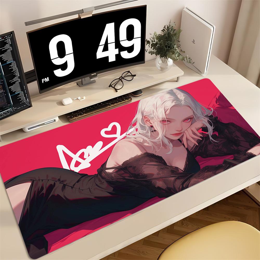 Deskmat Gamer Girl Carpet Mouse Pad X Playmat Red Girl Computer Mat Anime Antislip Rubber Mousepads Desk Accesories Mats