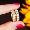 Gold Color Plated Stainless Steel Round Circle Earrings for Women Fashion Cubic Zirconia Hoop Earrings Jewelry Pendientes Mujer