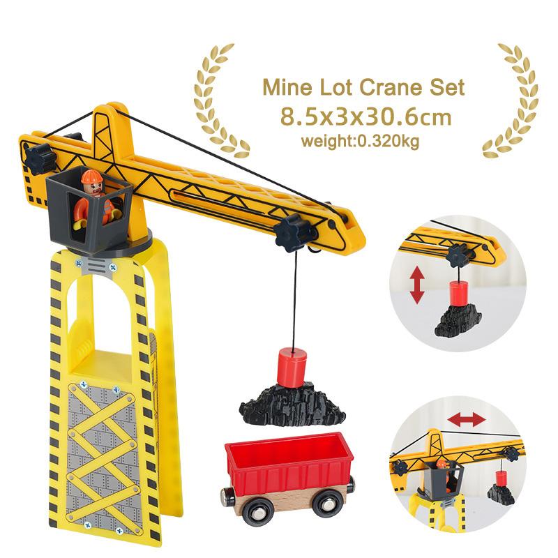 Wooden Track Accessories All Kinds Construction Tower Crane Toys Magnetic Building Compatible with All Brands Wooden Track Toys