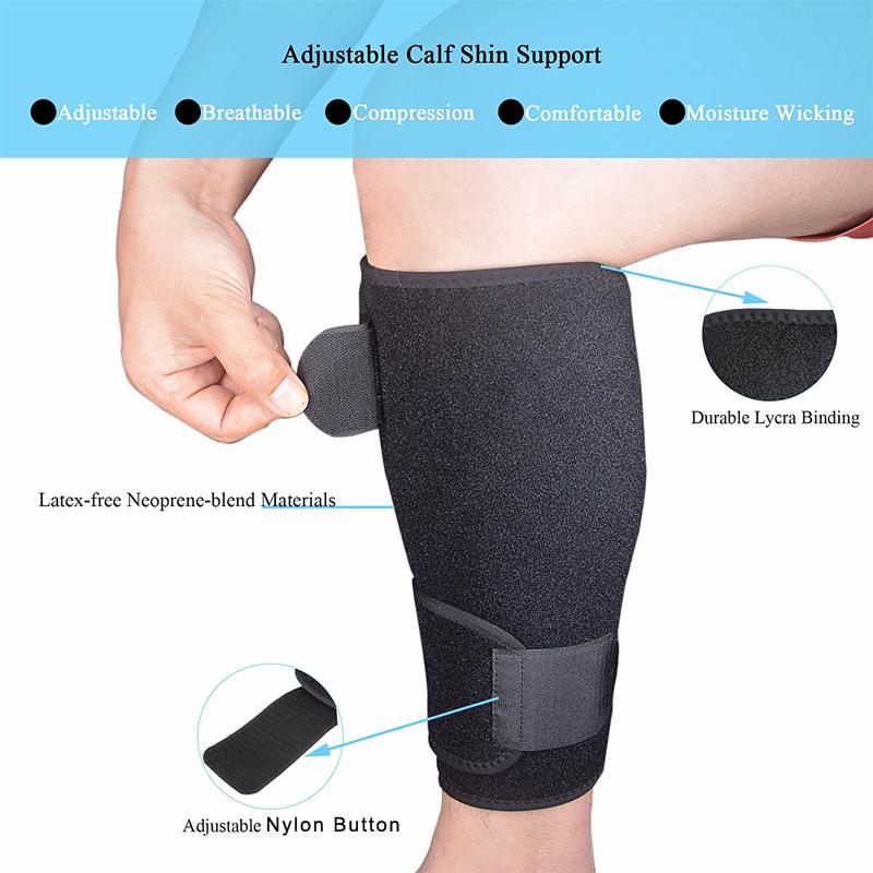 Tcare Calf Compression Sleeve Neoprene Brace for Runners Shin Splint Torn Muscle Injury Support Lower Leg Pain Relief