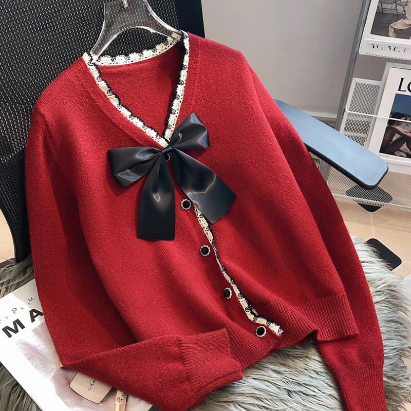 Coat Women Autumn Winter Long Sleeve Top Thick Fashion Lace Knit Sweater Cardigan