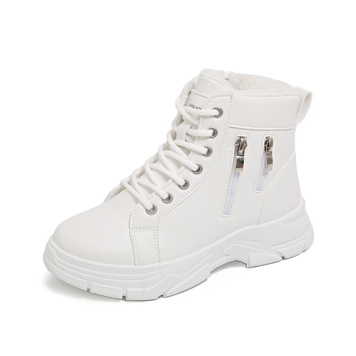 

[Fanfna] 2025 autumn new short boots women s Martin boots snow boots velvet thickened warm thick bottom comfortable 42 белый