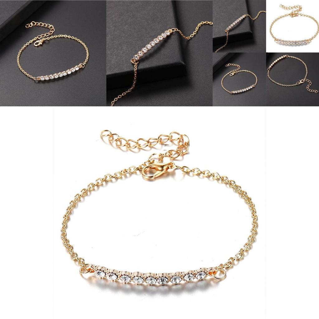 Luxurious Gold Plated Chain Bracelet With Sparkling Rhinestones For Women