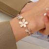 Charming Silvery/Gold Plated Women Pink Cat's Eye Opal Flower Chain Bracelet Gift For Women Girl