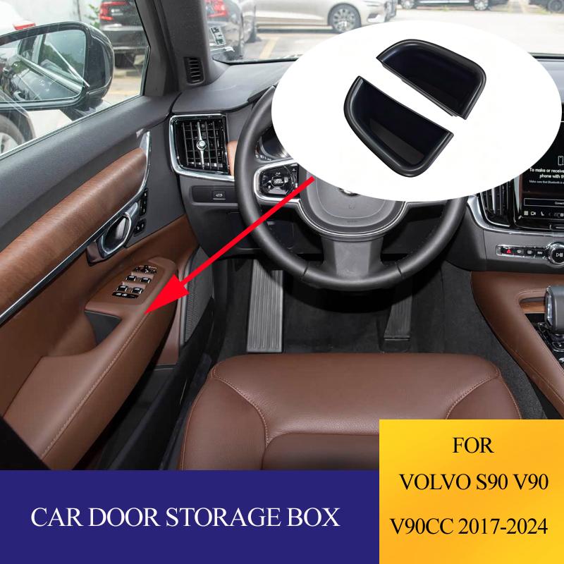 2Pcs/set Car Front Door Side Handle Storage Box Organizer case For Volvo S90 V90 V90CC 2017-2026 Car accessories