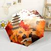 Cherry Blossom Pagoda Sunset Automatic Umbrella Compact 8-Rib Lightweight Durable for Outdoor Daily Use Elegant Women's Umbrella Spiritual Gift