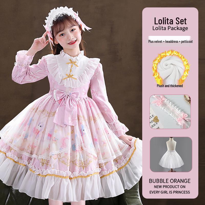 Lolita Princess Long Sleeve Birthday Dress for Girls - 2026 Spring Collection