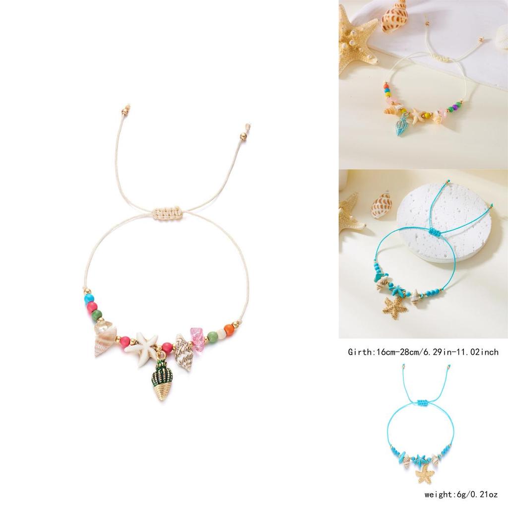 Bohemian Starfish Shell Beaded Bracelet With Electroplated Zinc Alloy For Summer Beach Vacation Gift