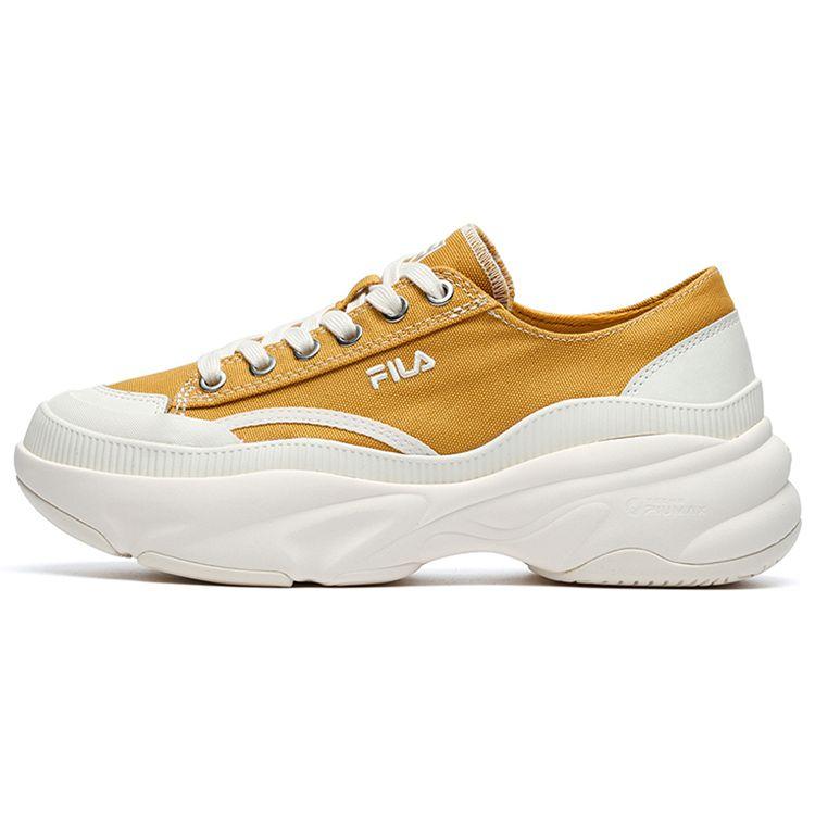 FILA Bread Casual Modern Synthetic Leather Durable Low-Top Canvas Shoes Women Sneakers Yellow White F12W221318FGG 35.5
