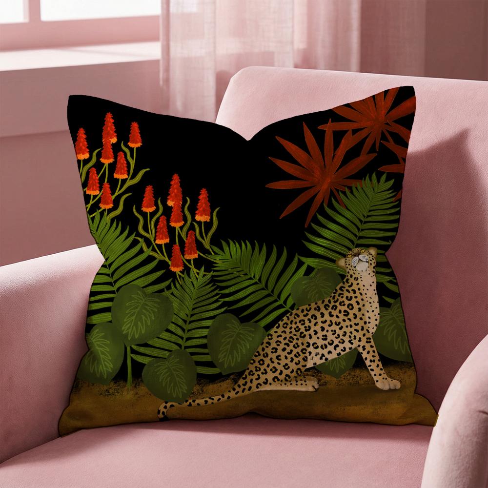 Cheetah Llama Leopard Jungle Cushion Cover Multi-Scene Pillow Cover for Home & Car - Reversible, Soft & Durable for Daily Use