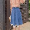 Lace Patchwork Denim Skirt Spring Pear Shaped Figure Fashionable Temperament A-line Skirt Mid Length