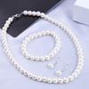 3pcs/set Faux Zircon Beaded Necklace & Bracelet & Earrings Set Elegant Round Bead Chain Zircon