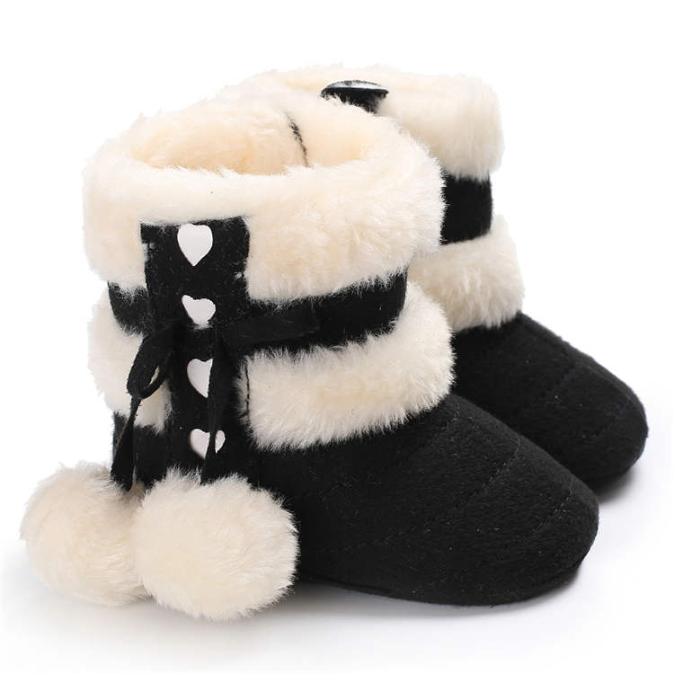 Winter Snow Baby Boots Warm Fluff Balls Indoor Cottton Soft Rubber Sole Infant Newborn Toddler Baby Shoes
