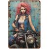 Metal Tin Signs Pinup Motorcycle Girl Wall Decoration Plaque Vintage Poster Iron Painting for Man Cave Home Cafe Garden Club Bar