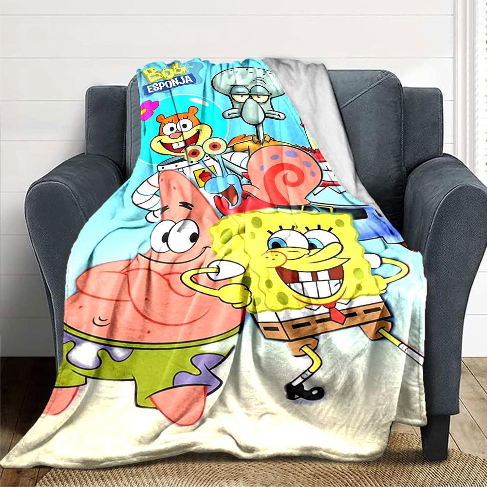 1Pc Spongebob Squarepants Adventure Blanket Soft Throw Blanket For Home Bedroom Bed Sofa Travel Office Solid Christmas Blanket