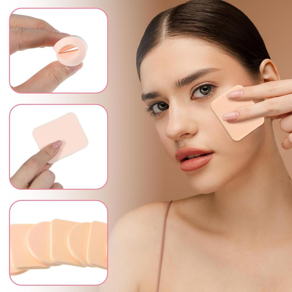 20 Pcs Makeup Sponges, Round and Square Foam Pad Applicator Facial Cosmetic Powder Puff Foundation Blender for All Skin Types, Dry and Wet Dual Use