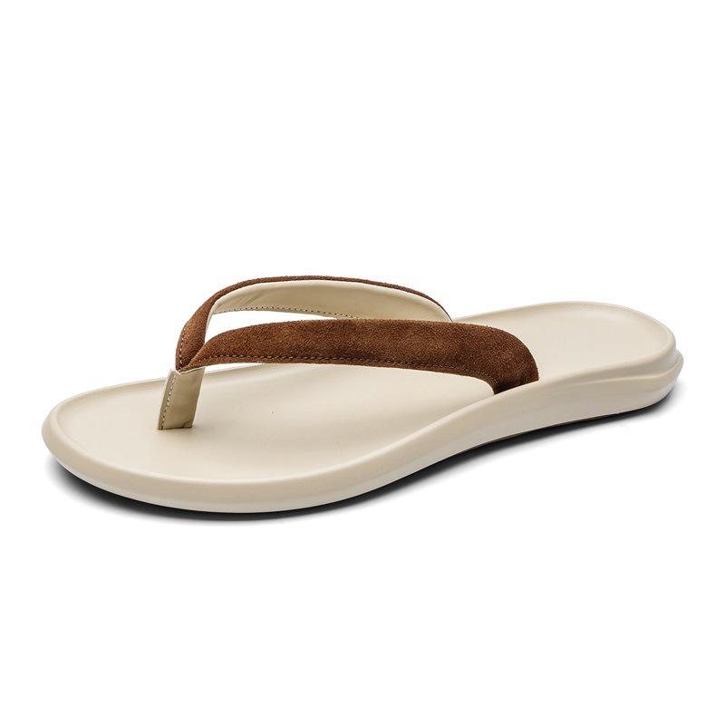 Men s Old Money Style Summer Flip-Flops: Large Size Toe Post Outdoor Beach Sandals 40 коричневый