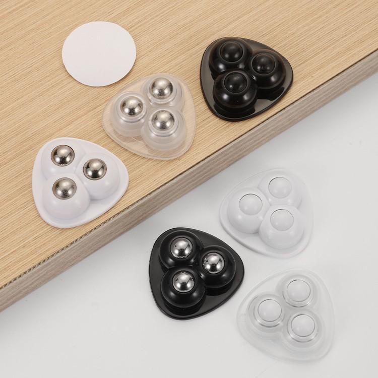 Punch-Free Adhesive Caster Wheels - Silent, Wear-Resistant, Ball Bearing, Thickened Base for Household Mobility.