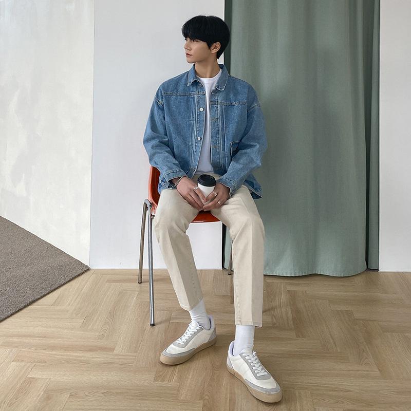 Men's Autumn New Denim Jacket Korean Style Trendy Men's Loose Clothing for Teenagers and Students