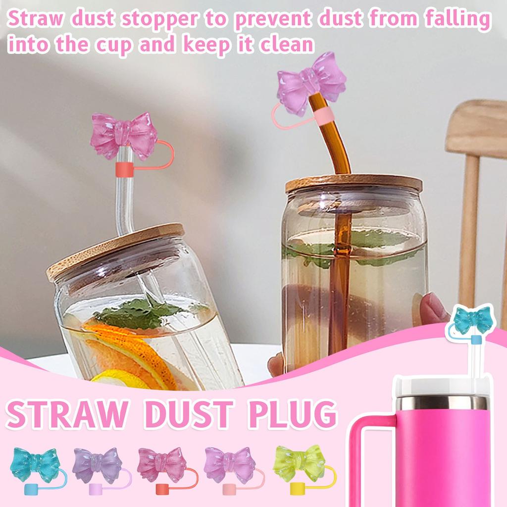 Bowtie Straw Cover Straw Dusts Stopper Colorful Straw Toppers Mug Accessories