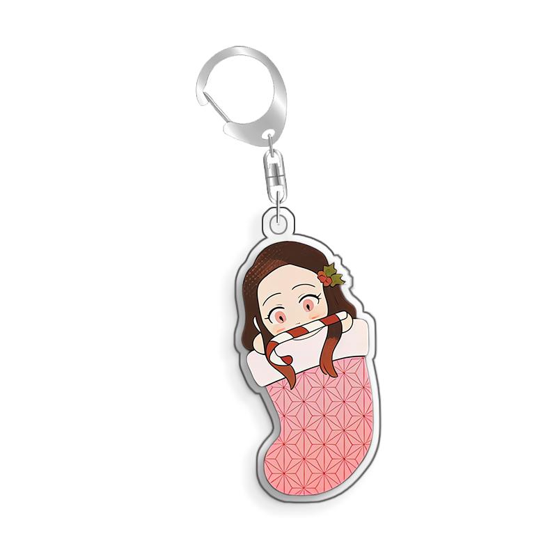 For Demon Slayer Genya Shinazugawa Tsuyuri Kanao Rengoku Kyojuro Acrylic Selfmade Cartoon Anime Keychain Pendant Toy Gift 5cm
