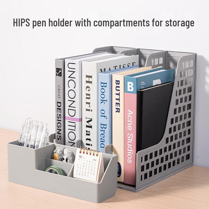 Deli 3-Section Desktop File Organizer with Pen Holder