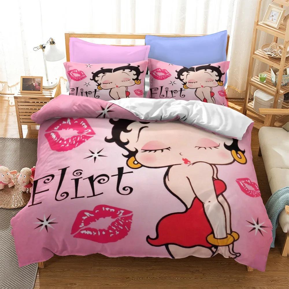 

Cartoon Betty Duvet Cover Pillowcase Bedding Set BoyGirl Bedroom Decoration ChildrenGift Single Double Large SizeZip Duvet Cove 135x200cm