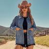 Chaqueta Vaquera de Mujer con Paneles Solapa Manga Larga Abrigo Vaquero Ropa Exterior Casual