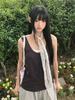 Loaegsyueol Picot Shirred Sleeveless_Purple Charcoal
