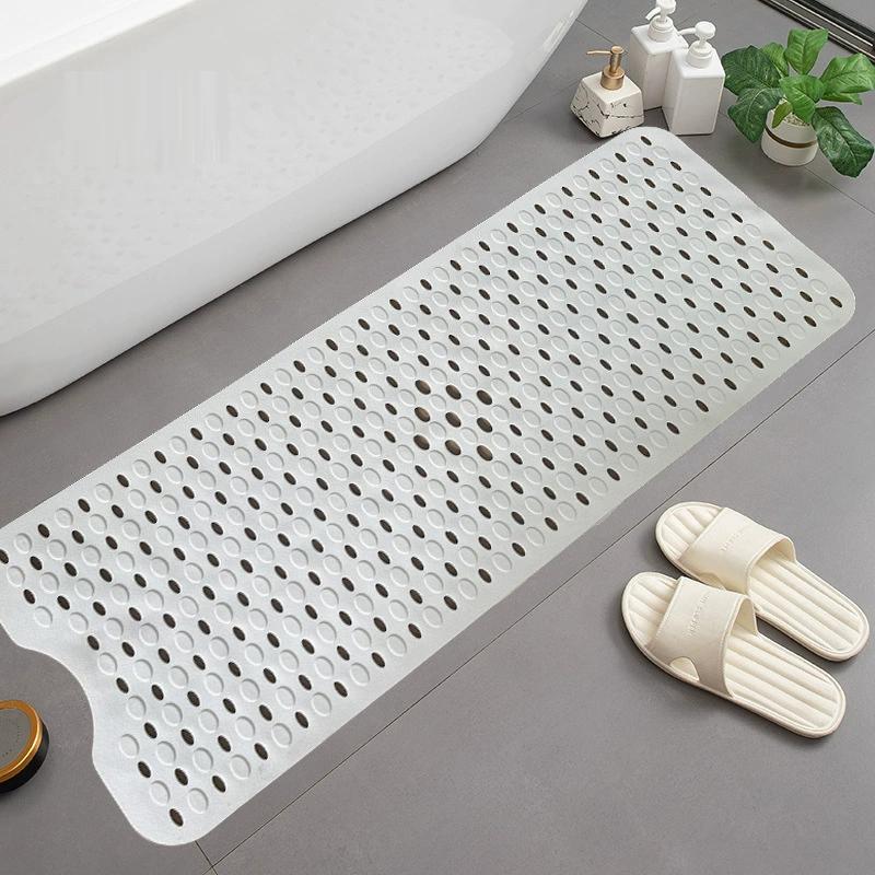 Extra Lange 40*100 Anti-Rutsch PVC Badezimmermatte mit Saugnapf Streifenmuster Transparente Rückseite 1,5 mm Dick für Badewanne