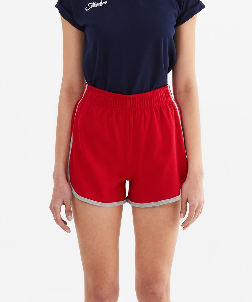 Minasu Color Combination Solid Line Short Pants_Red