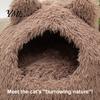 Warm Enclosed Hideaway for Indoor Cats Plush Cat Cave Bed, Hideaway, Fluffy Cozy Soft Pet Tent Burrow Bed Small Dogs Comfortable Nap Mat