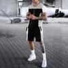 Men's Graphic Color Block 2pcs TeesShorts and T Shirt Set T-Shirt Outfits Short Sleeve Crew Neck Designer