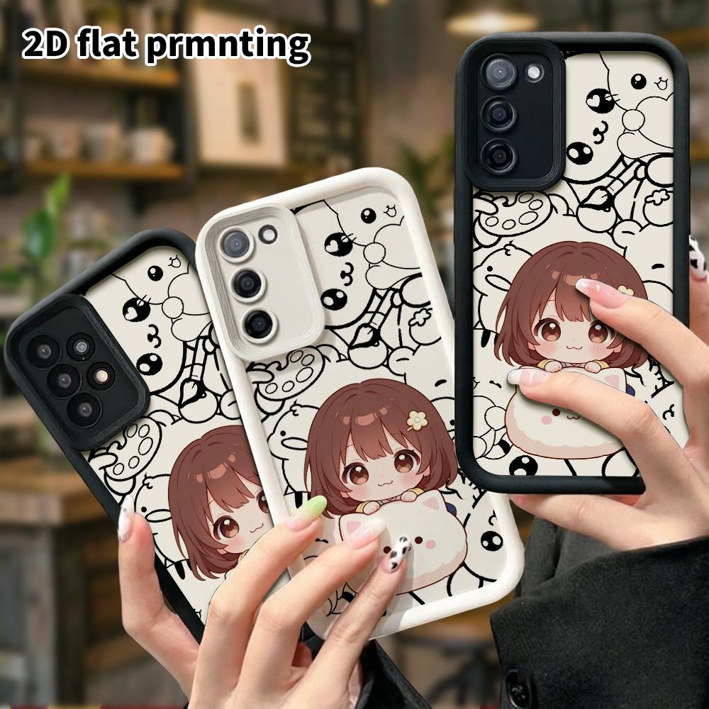 Phone case: 2D flat, suitable for Samsung Galaxy A34 A35 M05 M06 S20 S22 S21 FE Plus 5G protective case, brown short hair, perfect Christmas and Hallo