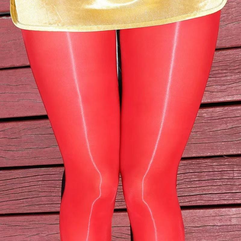 

8D Shiny stockings, ultra-fine and sexy, slimming summer water-gloss stockings, shiny black stockings, aurora-effect beautiful legs for girls Average Size【80-145Jin червоний