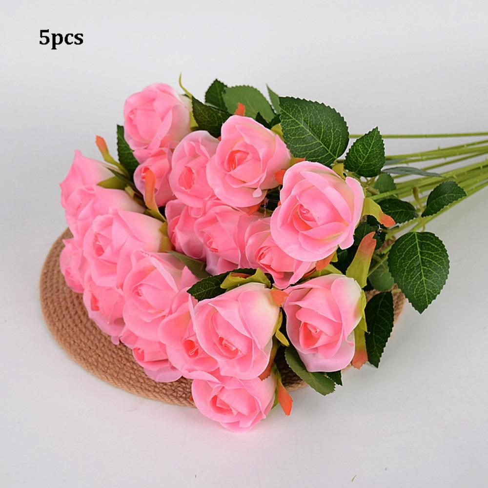 

5pcs High Quality 8 Colors Simulated Rose DIY Party Decoration Festival Supplies Artificial Flowers Vintage Silk Rose Home Decor розовый