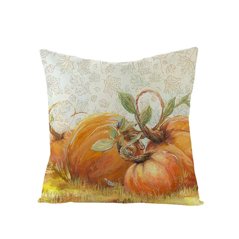 Thanksgiving Cushion Cover Pumpkin Print Harvest Polyester Cushion Cover Office Sofa Cushion Cover