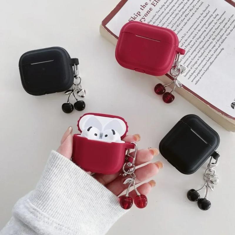 3D Heart Cherry Earphone Case for Airpods 4 3 1or2 Cover Silicone Headphone Coque for AirPods Pro 2 and Pro Cases with