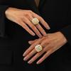 Chic 2PCS Braided Metal Rings With Geometric Cutouts Adjustable Open Ring Perfect For Mix And Coordinate Outfits