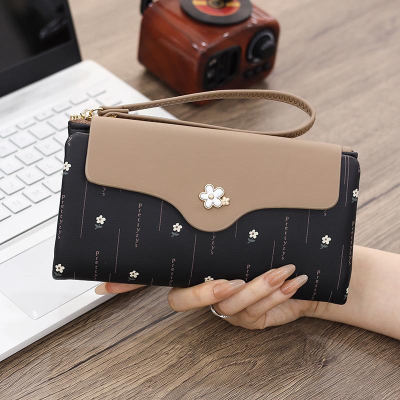 Women Wallets Floral Fresh Style Multi-Card Clutch, Long Wallet, Card Holder, Leather Clip, Coin Purse