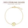 S925 Sterling Silver Constellation Zircon Bracelet, 12 Zodiac Round Disk Gold Chain Bracelet for Women, Dainty Ins Style Everyday Jewelry Gift