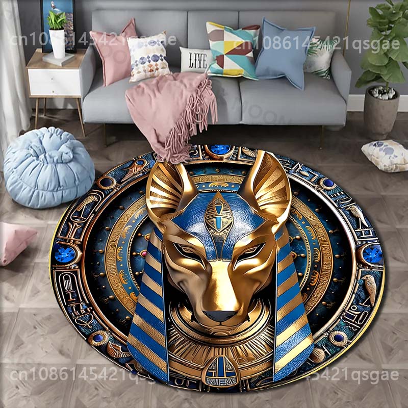 

Multiple Styles Ancient Egyptian Elemental Scepter Print Round Carpet Living Room Bedroom Table Chair Sofa Decorative Carpet Diameter -60cm