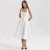 House Summer New French Retro Elegant Sexy Halter Neck Mid-length Dress Dress Dress