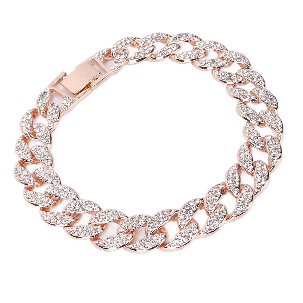 10 tommer cubansk lenke kjede mote langvarig fargebevaring murstein hip hop armbånd roségull