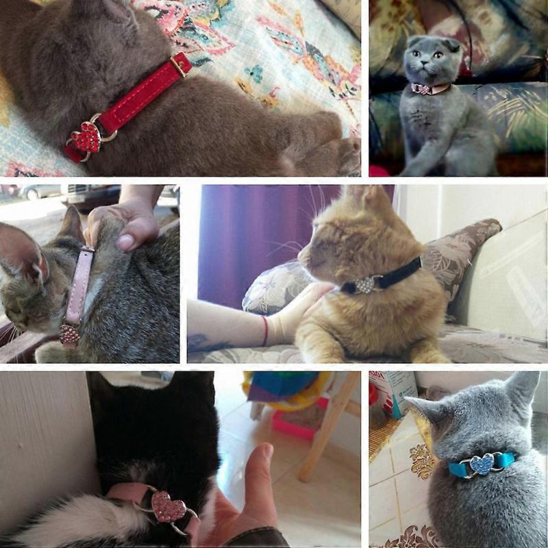 Collar for Cats Love Heart Adjustable Safety Bell Cat Collar 8Pcs