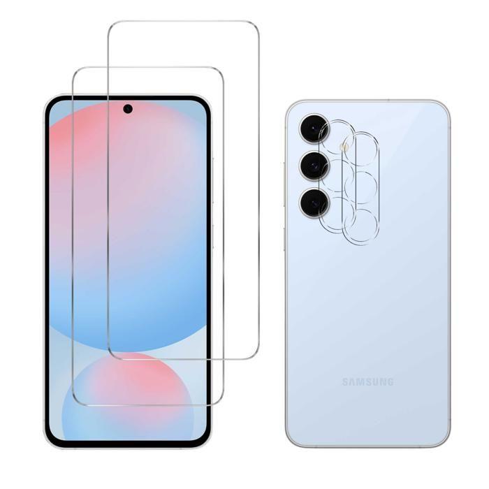 Schutzfolie und Kamera - Phonillico® - Samsung Galaxy S24 FE - Gehärtetes Glas - 2er-Pack - Transparent