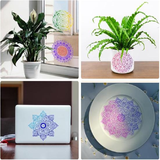 

AHANDMAKER 12 листов наклеек-переводок, художественные наклейки с дизайном мандалы и цветочными мотивами для дома, класса, декора для поделок, для DIY кружки, 5,5 х